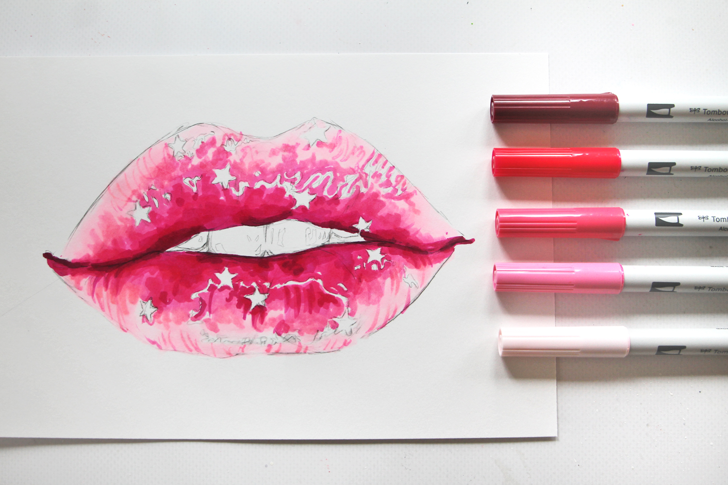How to Color Lips for Galentine's Day Cards