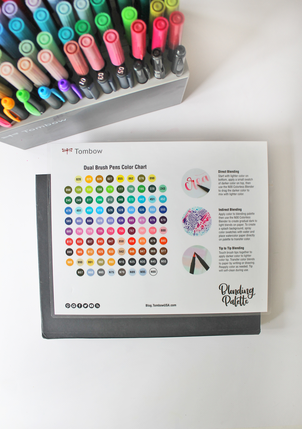 DIY "Watercolor Drip" Art Journal Background Using @tombowusa's NEW XL Blending Palette. Tutorial by @studiokatie