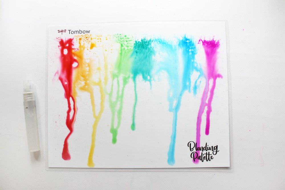 DIY "Watercolor Drip" Art Journal Background Using @tombowusa's NEW XL Blending Palette. Tutorial by @studiokatie