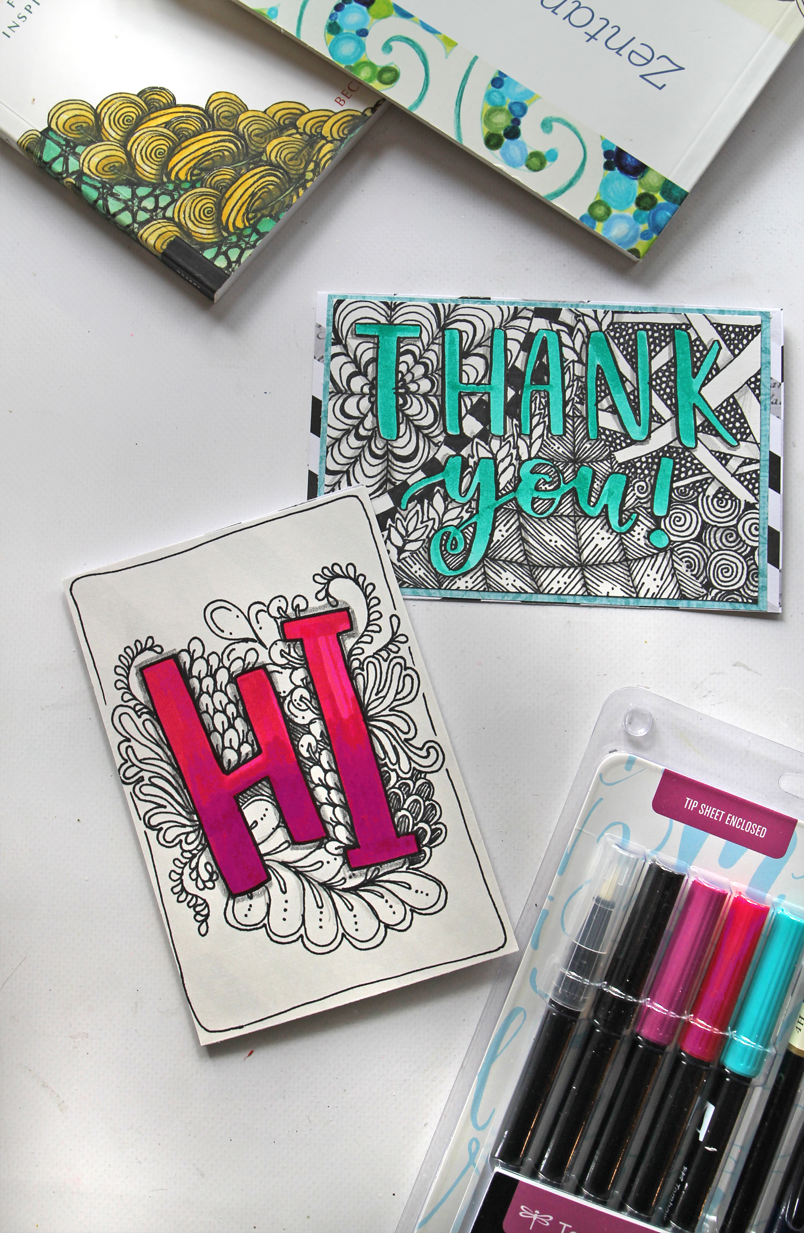 Learn how to create some easy Zentangle-Inspired Hand Lettered Cards using Tombow's Advanced Lettering Set! Tutorial by @studiokatie for @tombowusa