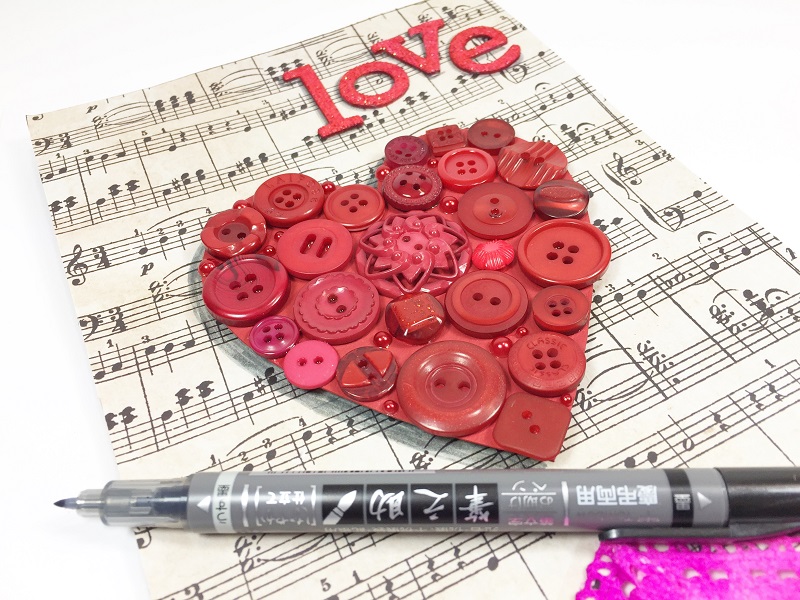 Mixed Media Valentine's Day Banner featuring Tombow Adhesives, Dual Brush Pens and Fudenosuke Soft Brush Twin Tip Pen