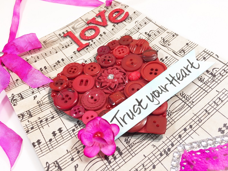 Mixed Media Valentine Banner featuring Tombow Adhesives, Dual Brush Pens and Fudenosuke Soft Brush Twin Tip Pen