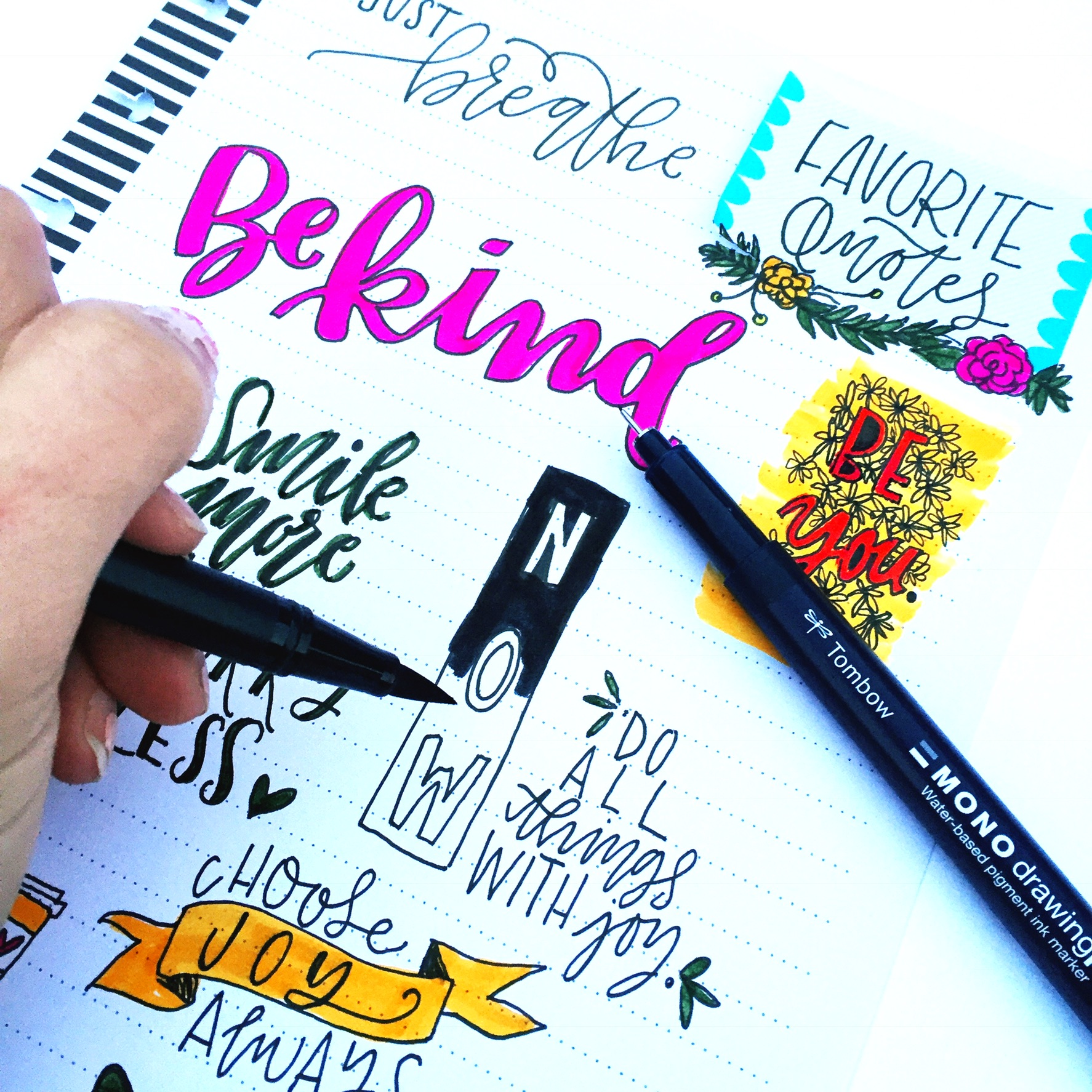 Learn lettering tips and tricks from Lauren Fitzmaurice of @renmadecalligraphy using the new Tombow MONO Drawing Pens from tombowusa.com.