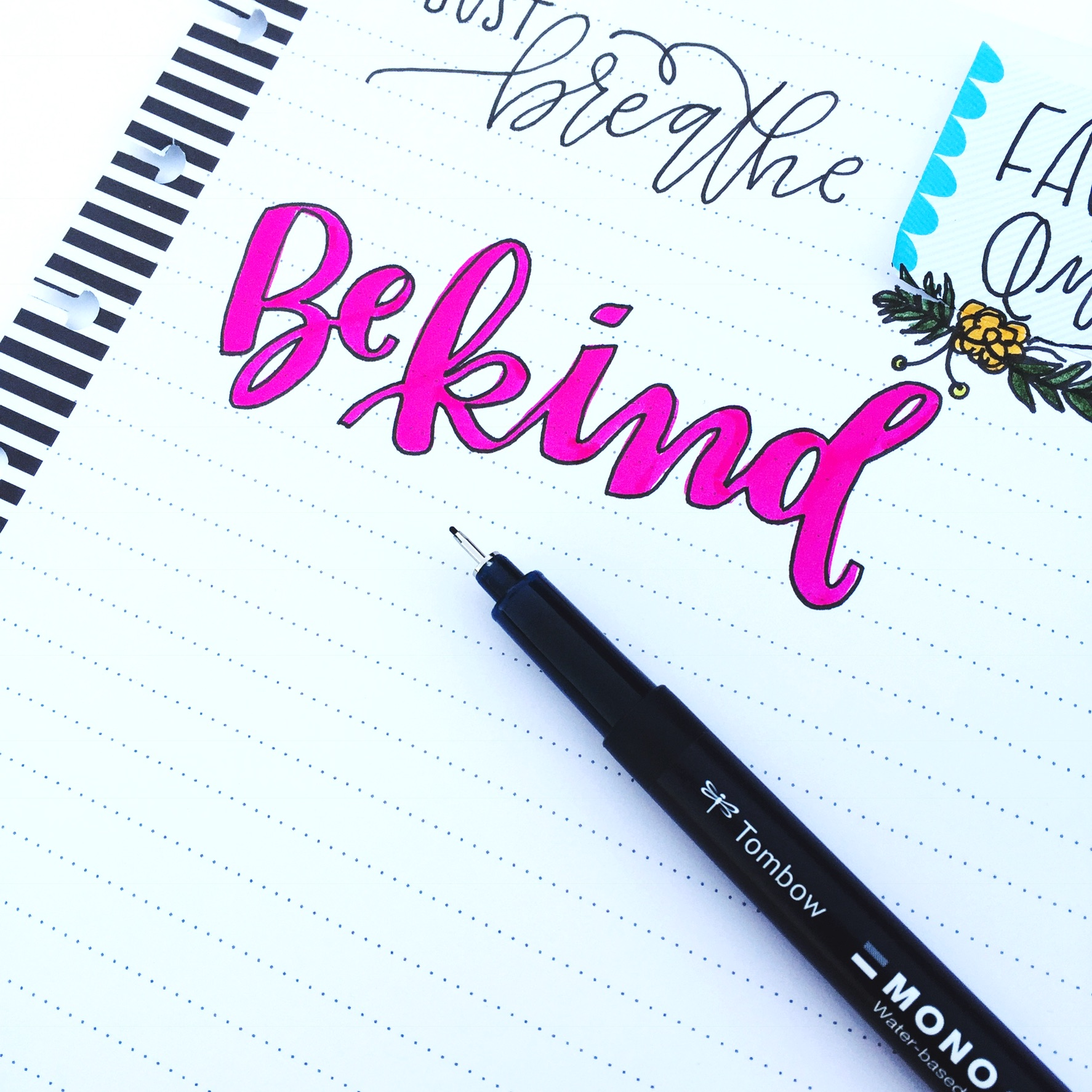 Learn lettering tips and tricks from Lauren Fitzmaurice of @renmadecalligraphy using the new Tombow MONO Drawing Pens from tombowusa.com.