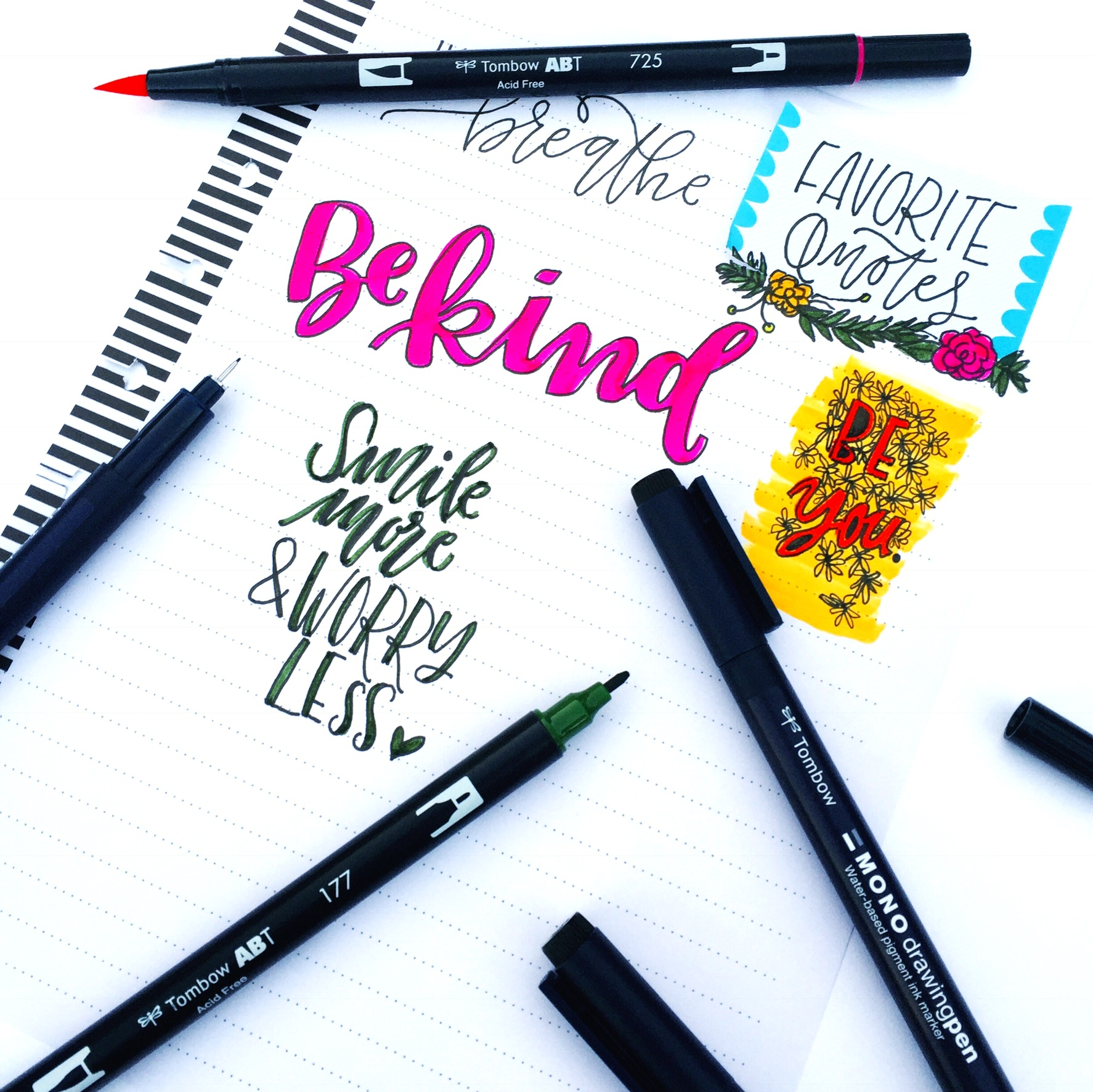 Learn lettering tips and tricks from Lauren Fitzmaurice of @renmadecalligraphy using the new Tombow MONO Drawing Pens from tombowusa.com.