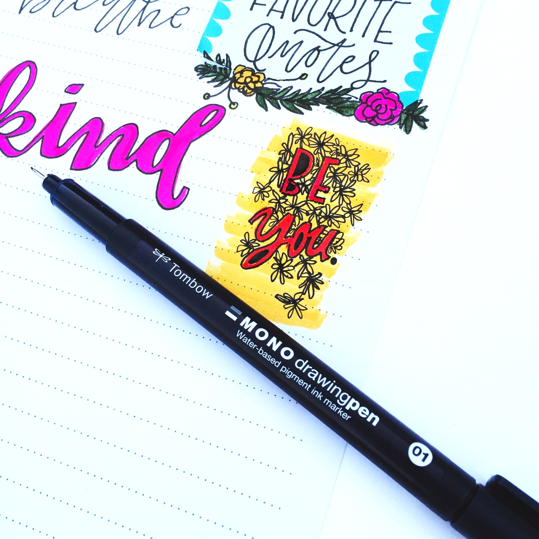 Learn lettering tips and tricks from Lauren Fitzmaurice of @renmadecalligraphy using the new Tombow MONO Drawing Pens from tombowusa.com.