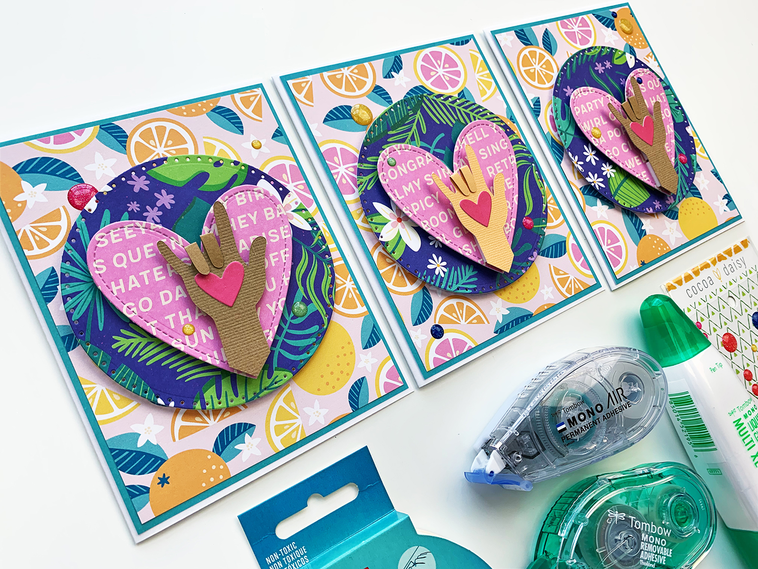 Make easy friendship cards in minutes with an assembly line process using Tombow Adhesives! #tombow #cardmaking