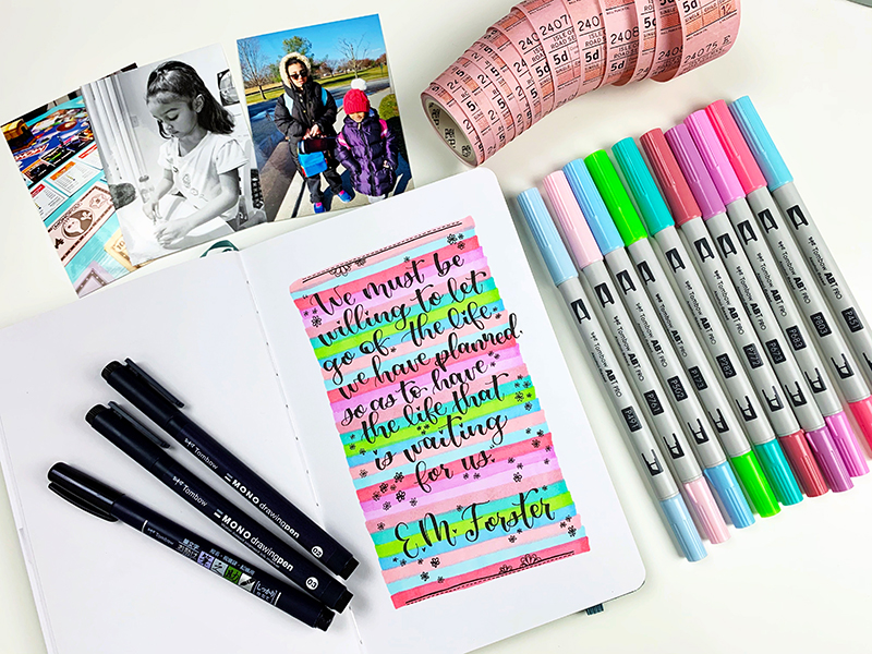 Make a fun background for your lettering using the Tombow ABT PROS Alcohol Markers. #tombow #lettering