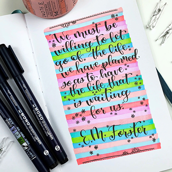 Make a fun background for your lettering using the Tombow ABT PROS Alcohol Markers. #lettering #tombow