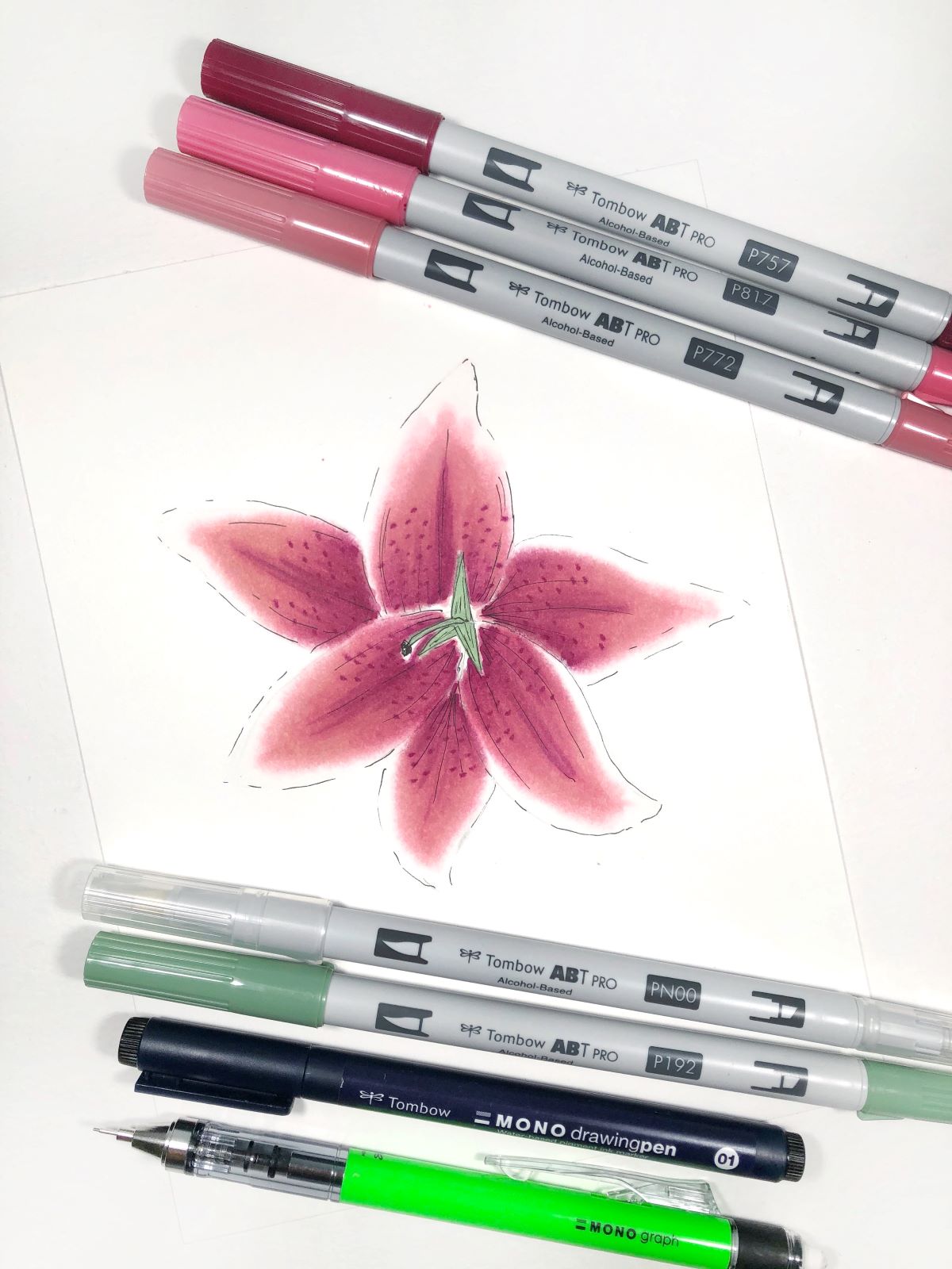 Create A Lily With Tombow's New ABT PRO Markers and @aheartenedcalling #tombow