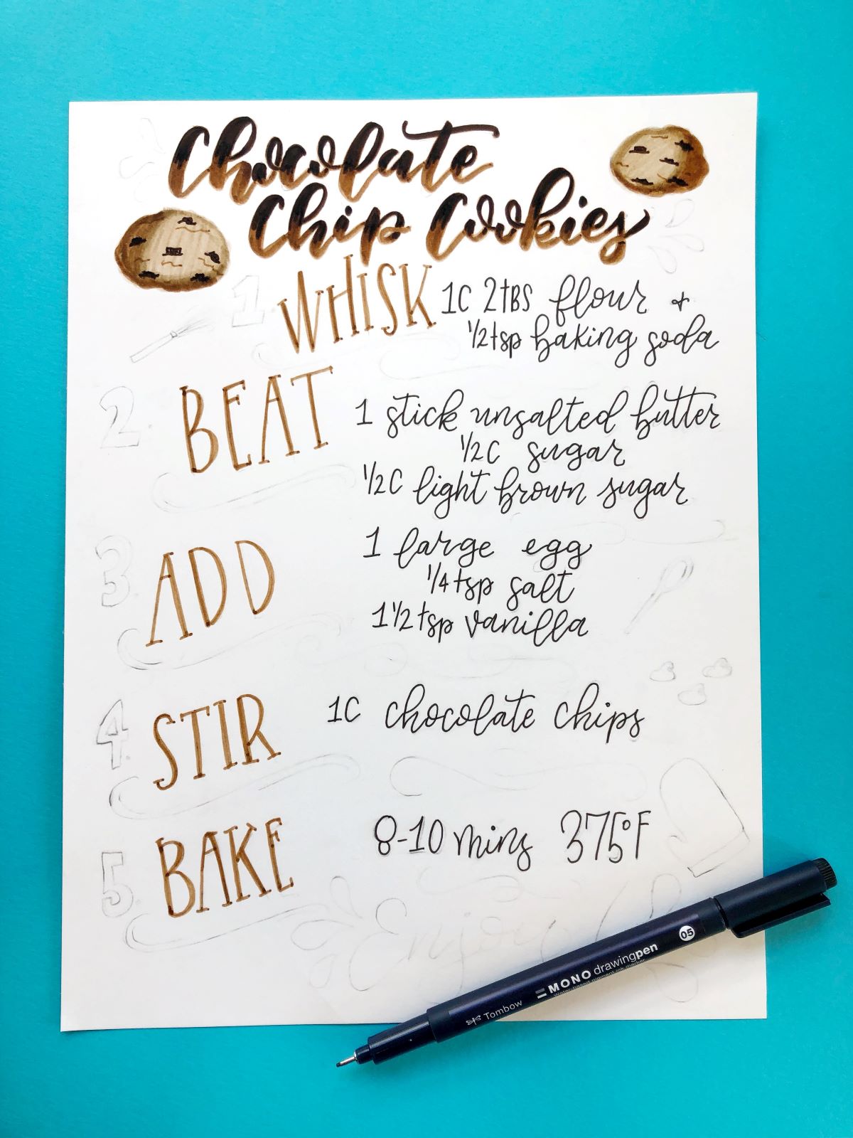 Create a Recipe Art Print with @tombow and @aheartenedcalling #tombow #recipe art