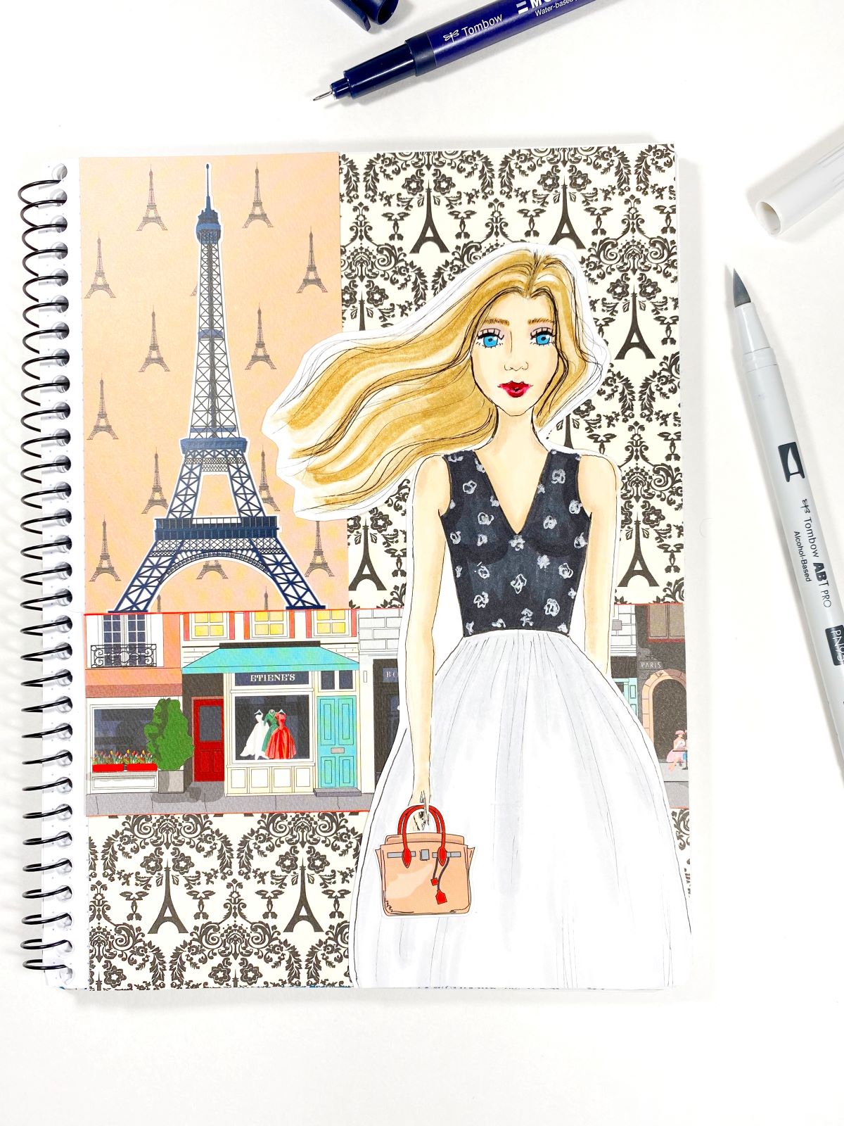 Create A Paris Themed Art Journal Page with Tombow and Echo Park Paper! #tombow #artjournal