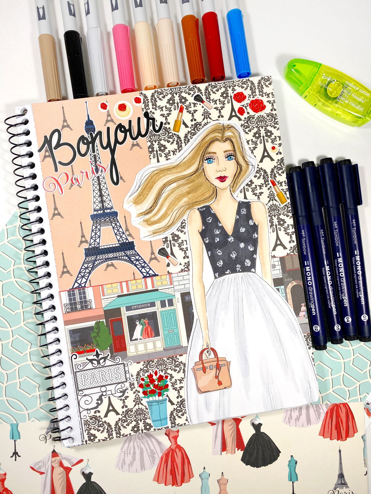Create A Paris Themed Art Journal Page with Tombow and Echo Park Paper! #tombow #artjournal