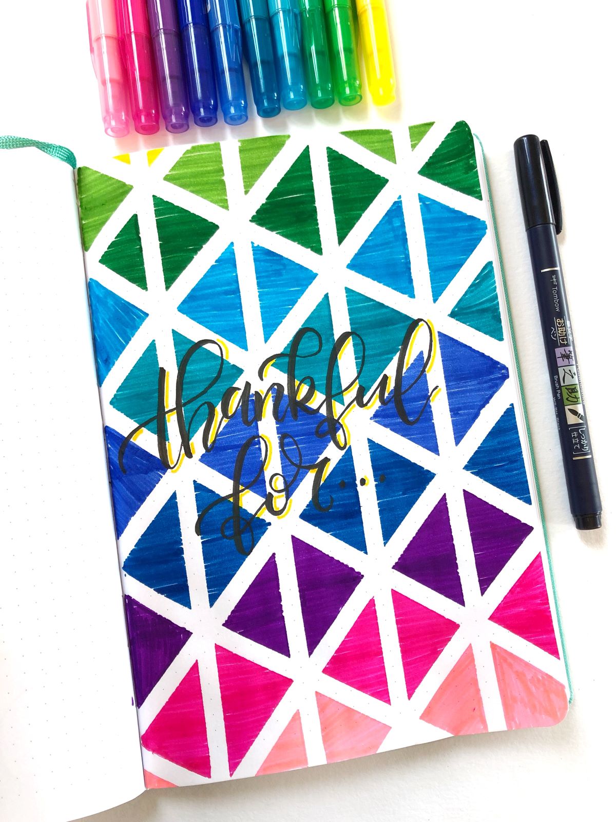 Create A Geometric Cover Page For A Gratitude Journal with @tombowusa and @aheartenedcalling #tombow #journal #gratitude