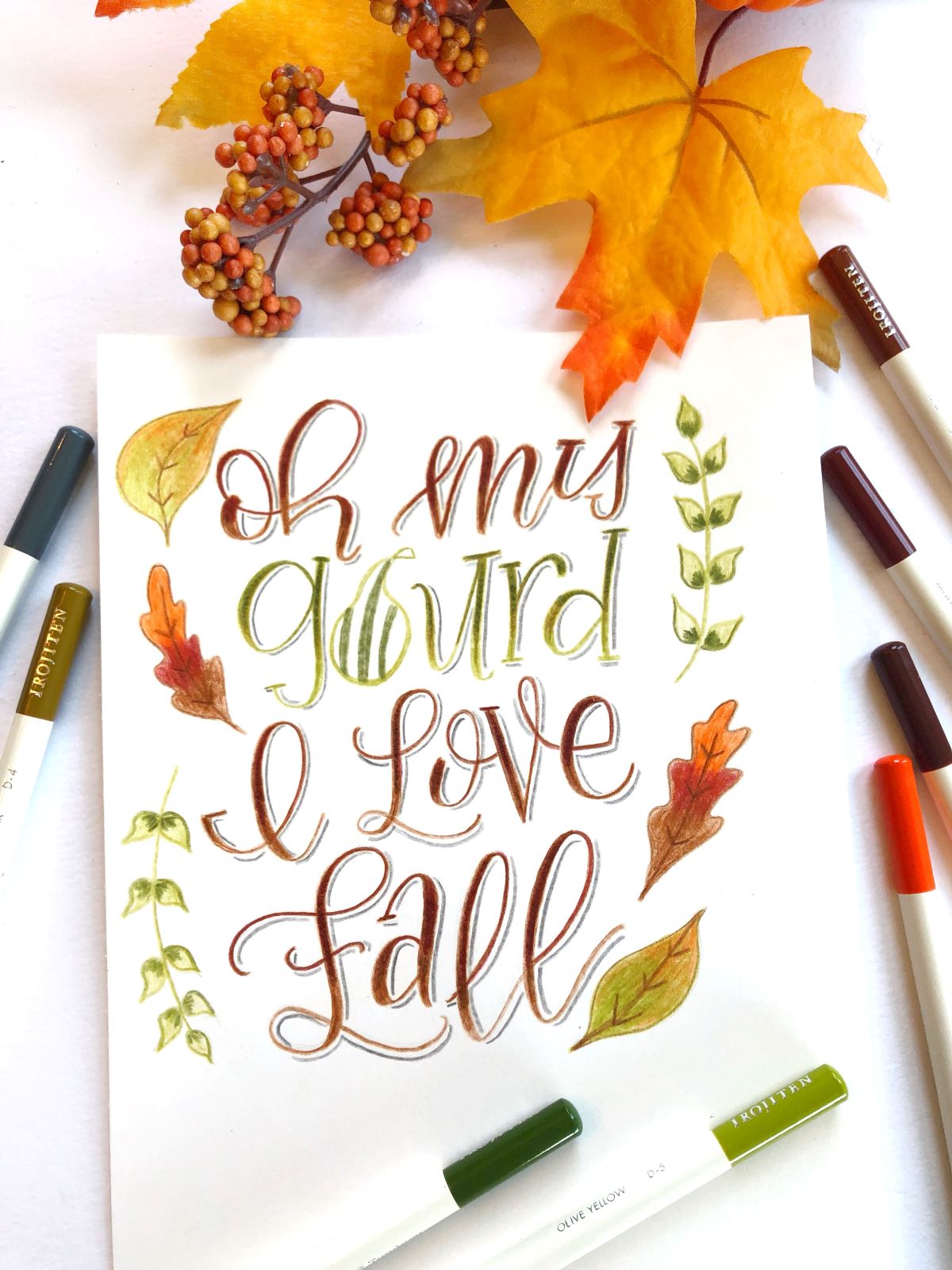 Letter An Autumn Pun with Tombow Irojiten Pencils and @aheartenedcalling #tombow #irojiten