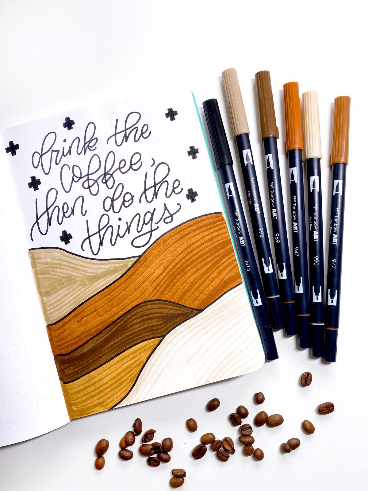 Create a Coffee Inspired Art Journal Page With Tombow! #tombow #artjournal