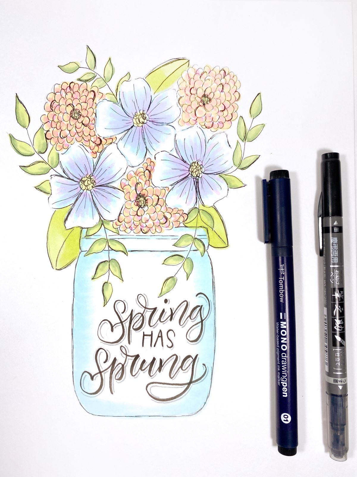  Joisal Spring Flowers Rainbow Grid Pen and Pencil