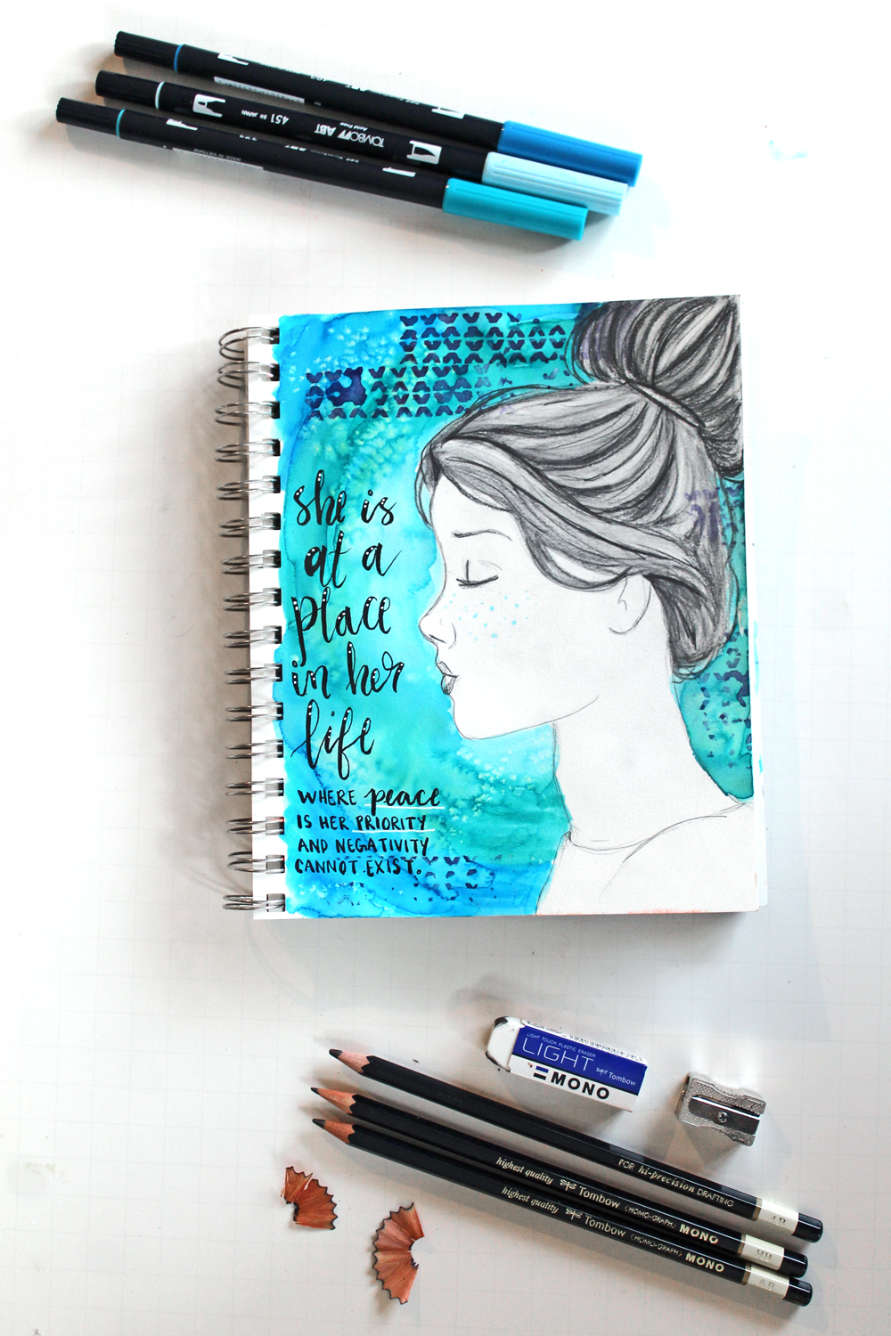 Katie Smith shows you how to create a Mixed Media Art Journal page using Tombow's MONO Drawing Pencil Set and Tombow Dual Brush Pens!