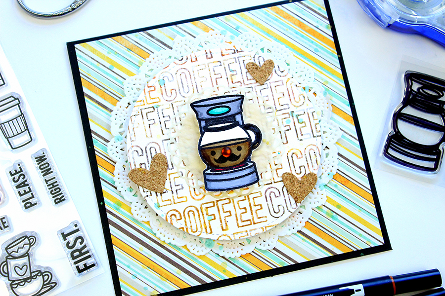 Find out how @jenniegarcian made a multi-color stamping background with Tombow USA and @sweetstampshop #tombow #stamping #cardmaking 