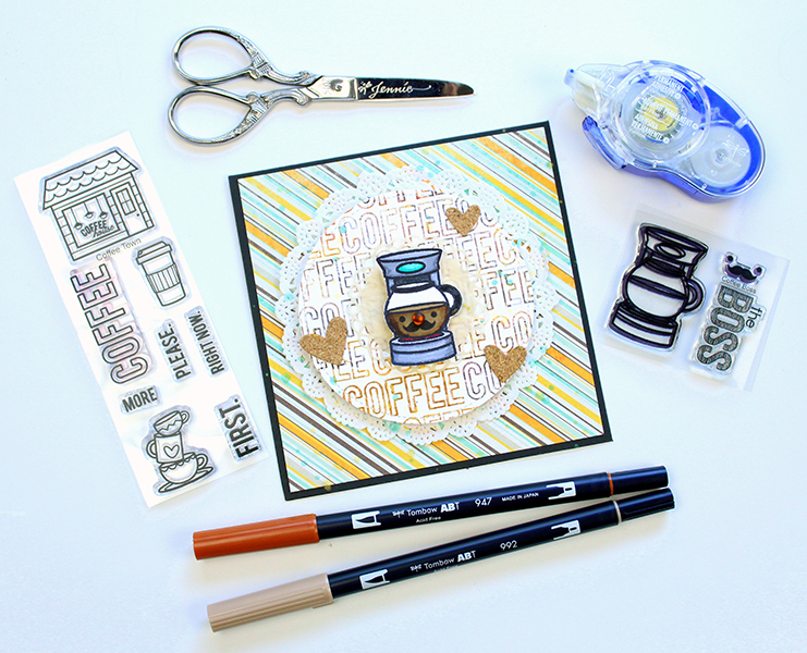 Find out how @jenniegarcian made a multi-color stamping background with Tombow USA and @sweetstampshop #tombow #stamping #cardmaking 