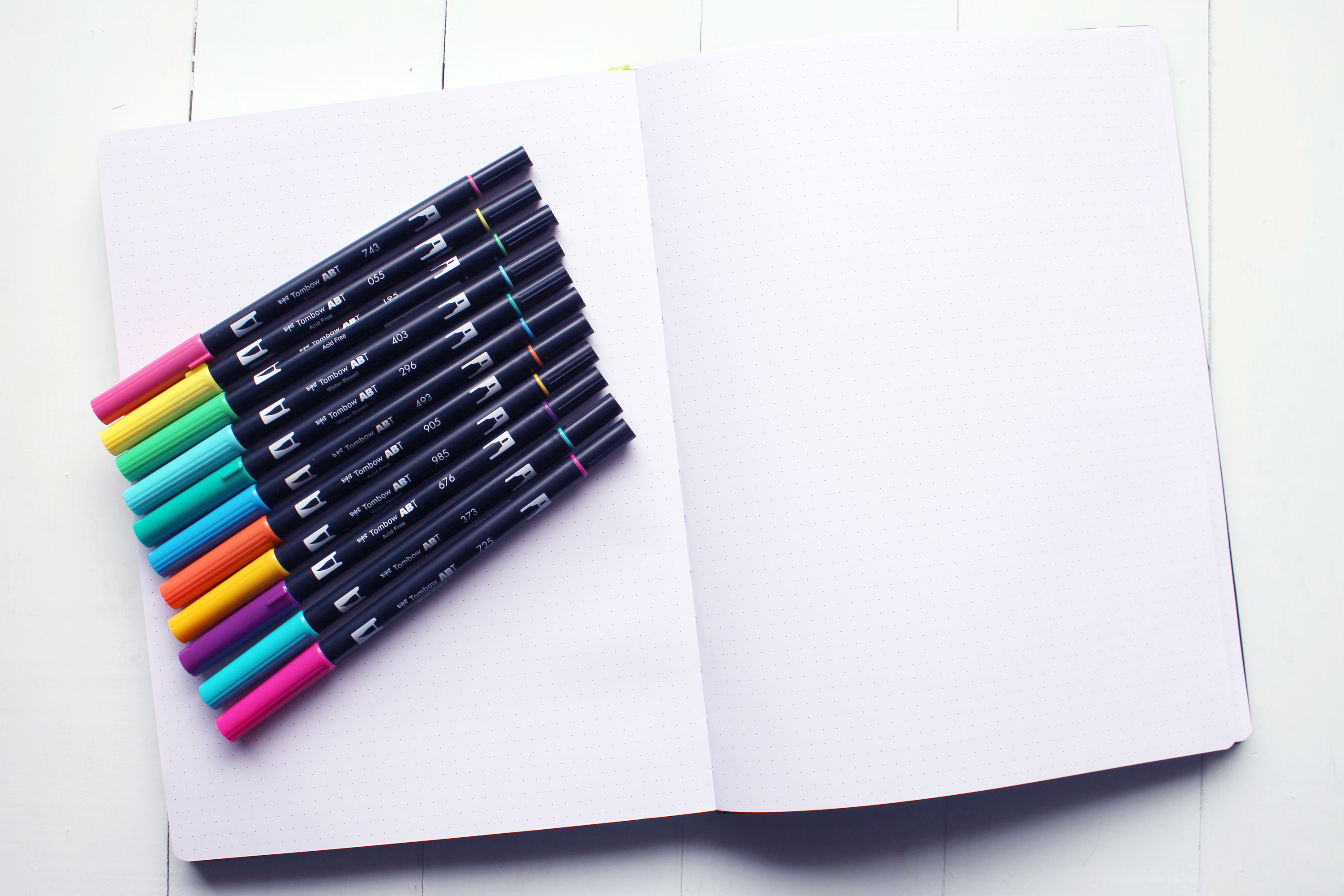 Dotted pages in the back of the Passion Planner are perfect for rainbow lettering using Tombow Dual Brush Pens.