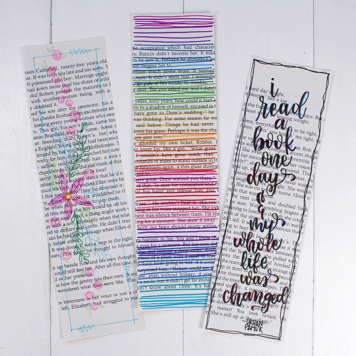 scraps of paper in stacks of books as bookmarks