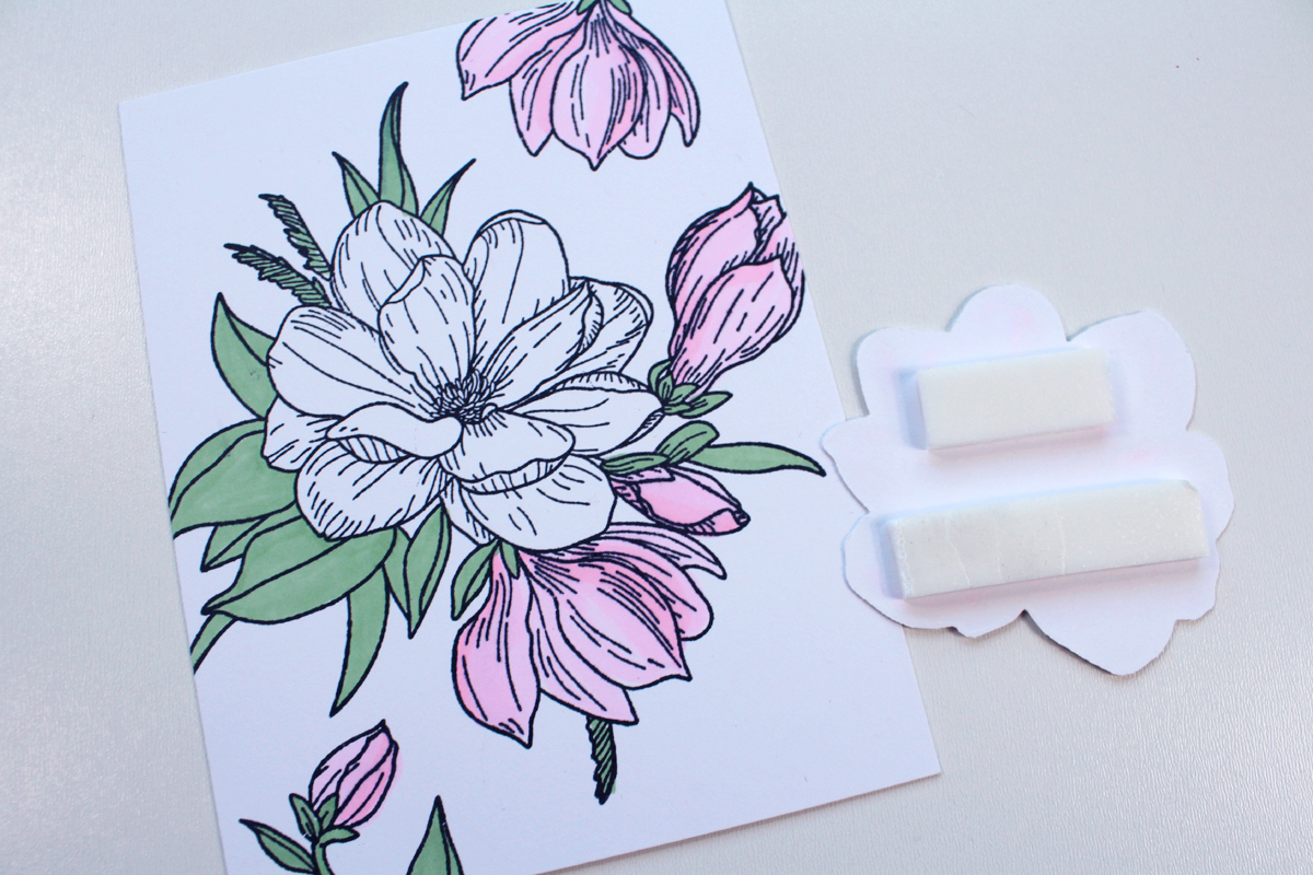 Foam tape for mounting for magnolia floral card