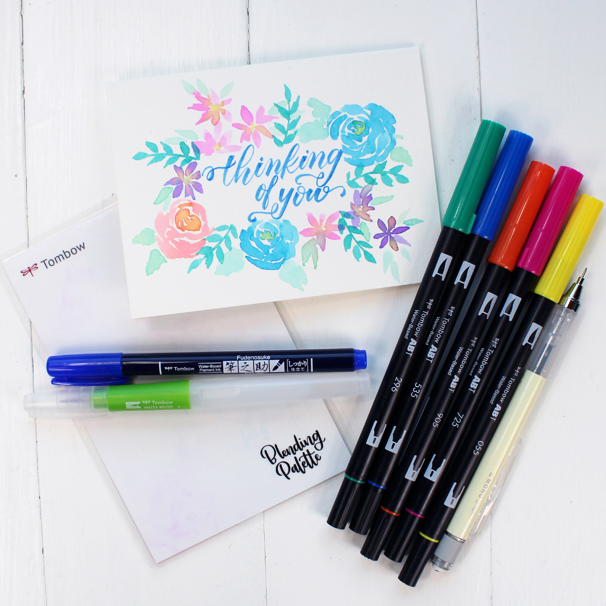 Use Tombow Dual Brush Pens to paint flowers and make a stunning floral greeting card.