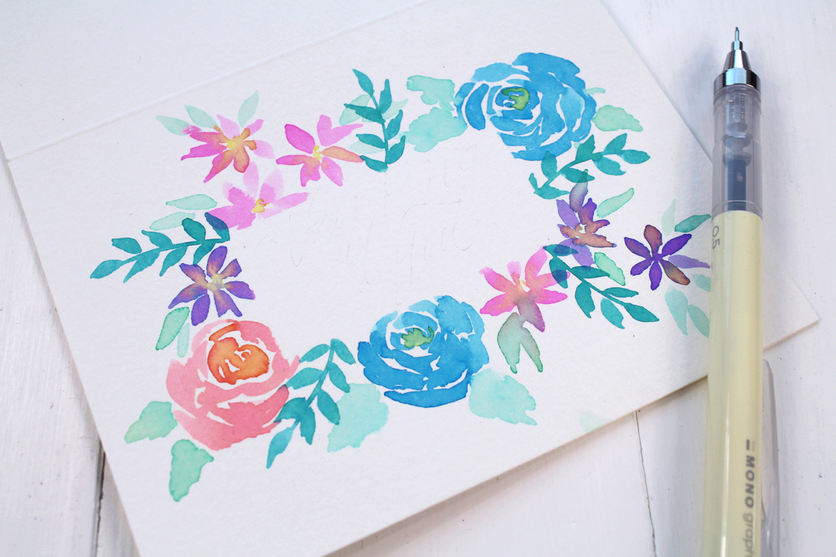 Colorful Watercolor Floral Birthday Greeting Card, Blank Inside - The  Painted Pen