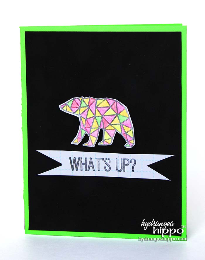Neon Card with California State Bear - use Tombow Irojiten Colored Pencils to color stamped images - Jennifer Priest