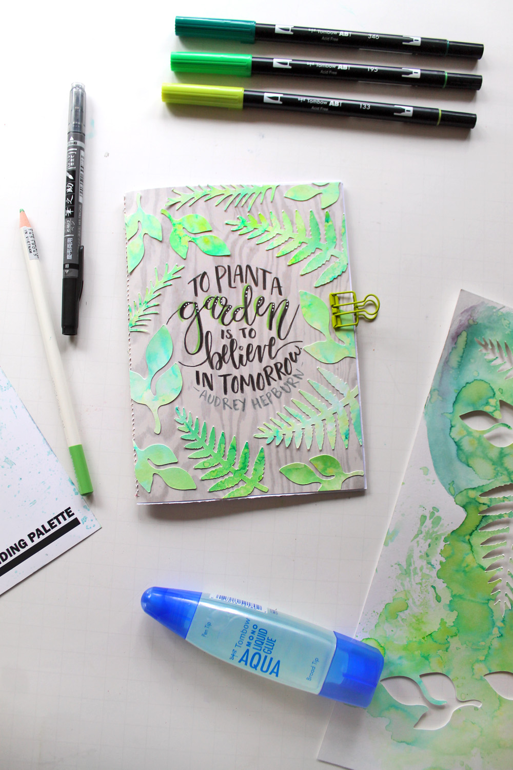 Make a garden journal inspired by @pantonecolor 's color of the year 2017, Greenery, using @tombowusa products and this tutorial by @Punkprojects