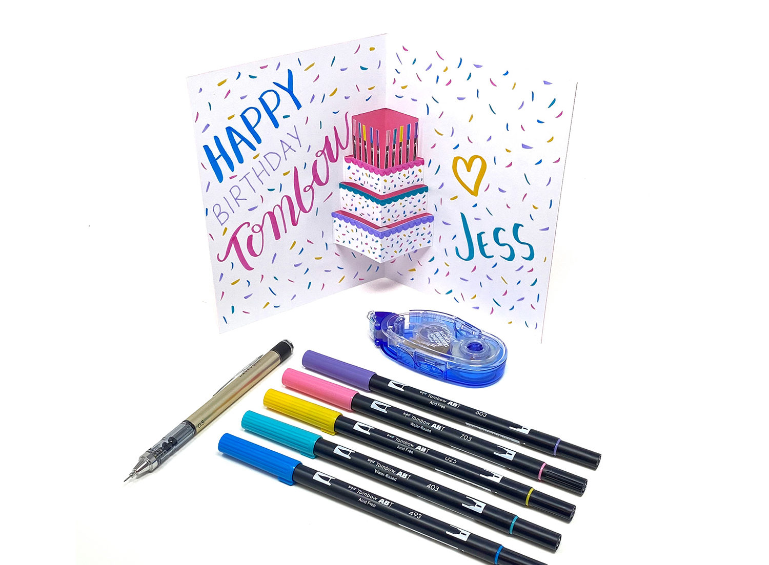Easy Pop-Up Birthday Card by Jessica Mack on behalf of Tombow