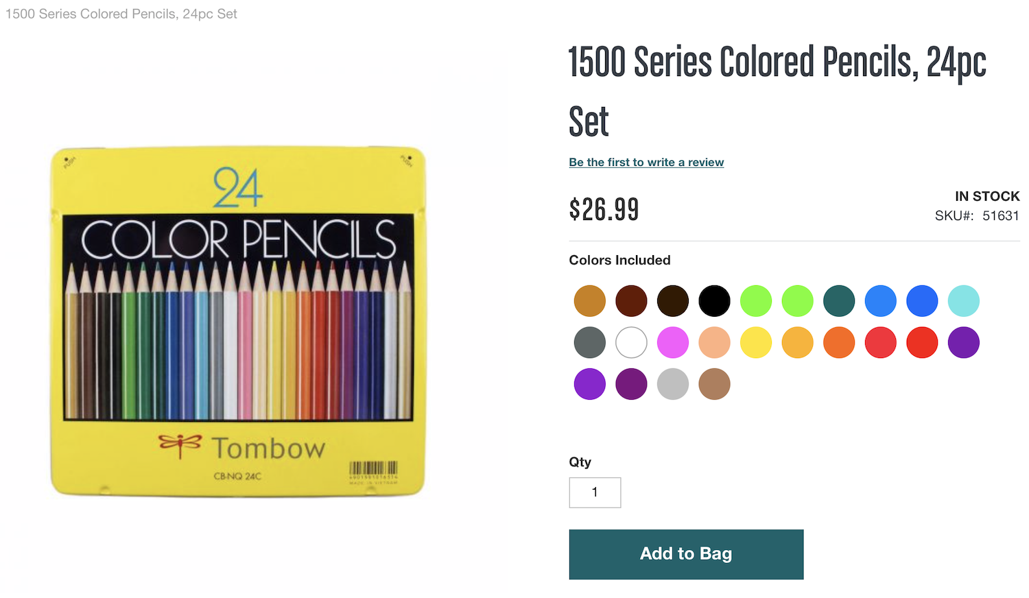 1500 Series Colored Pencils, 24pc Set