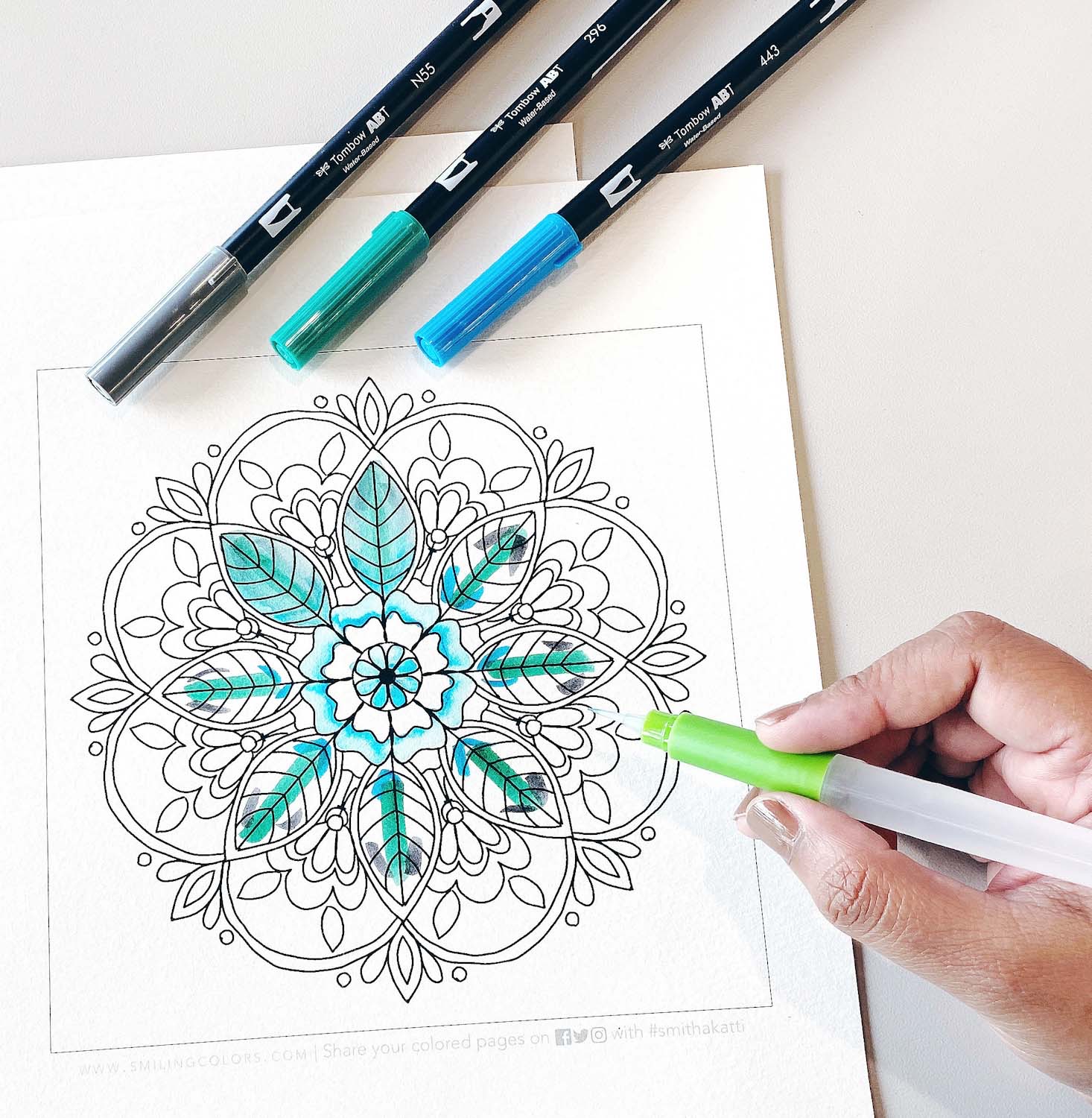 Tombow's Dual Brush Pens are perfect for coloring! Grab this coloring page  from Amy Tangerine!