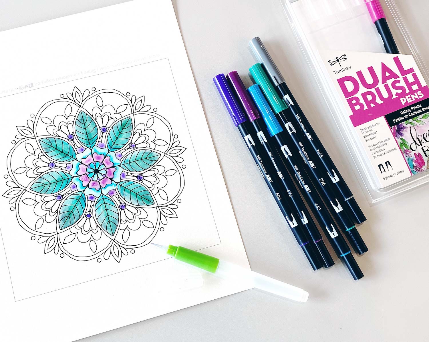 Tombow's Dual Brush Pens are perfect for coloring! Grab this coloring page  from Amy Tangerine!