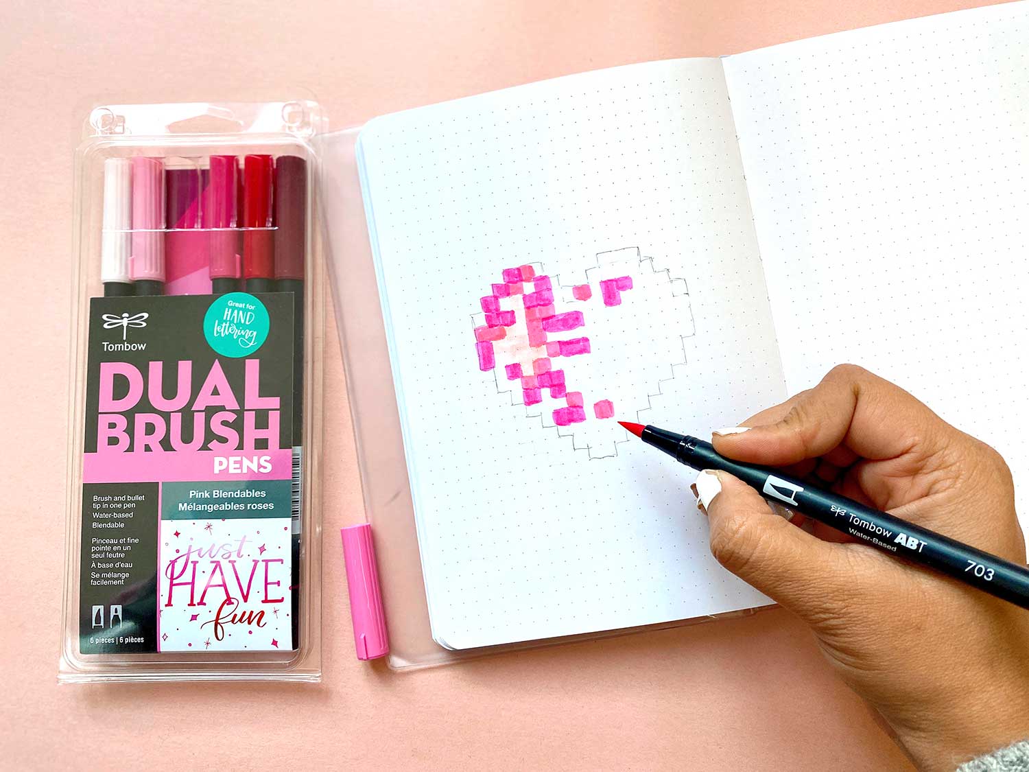 Pixel Heart Tutorial using Dual Brush Pens - Tombow USA Blog