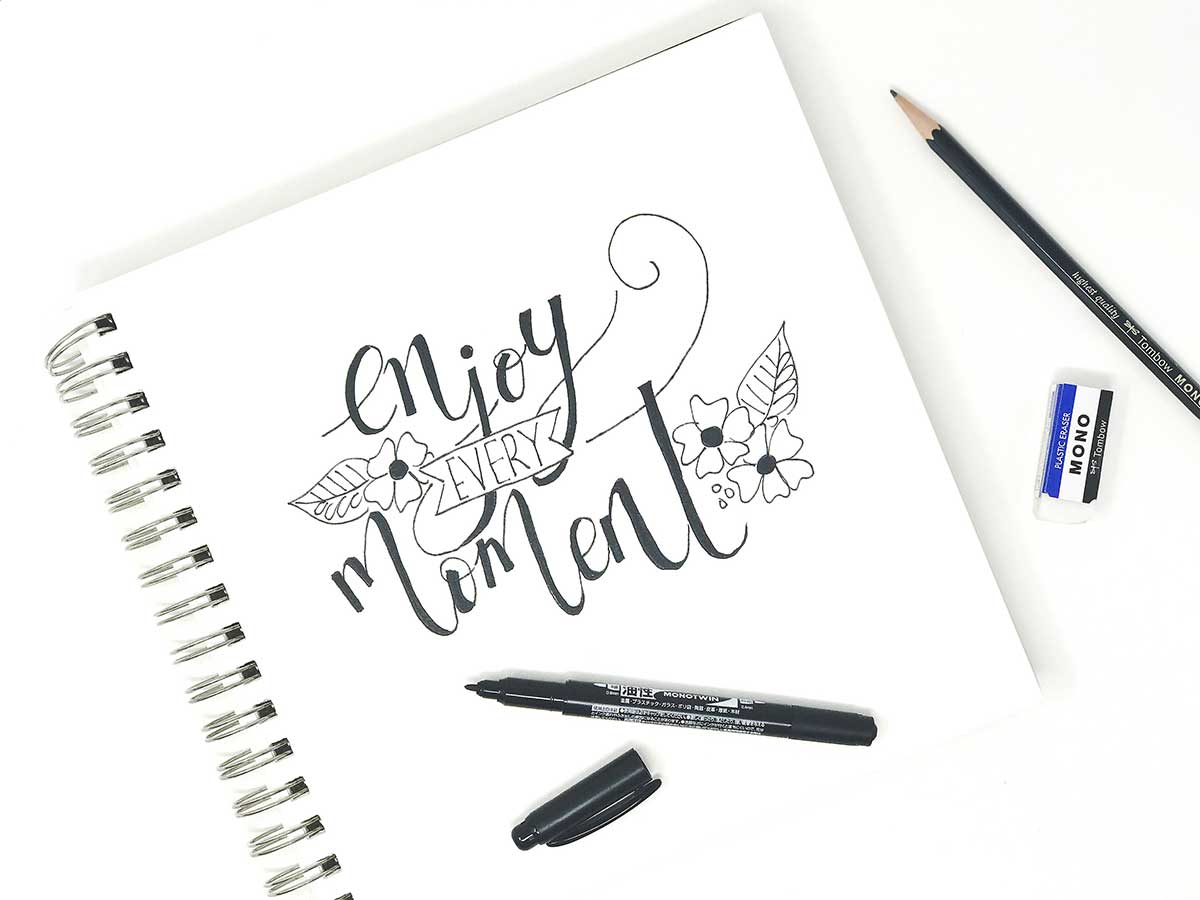 Calligraphy with store a pencil