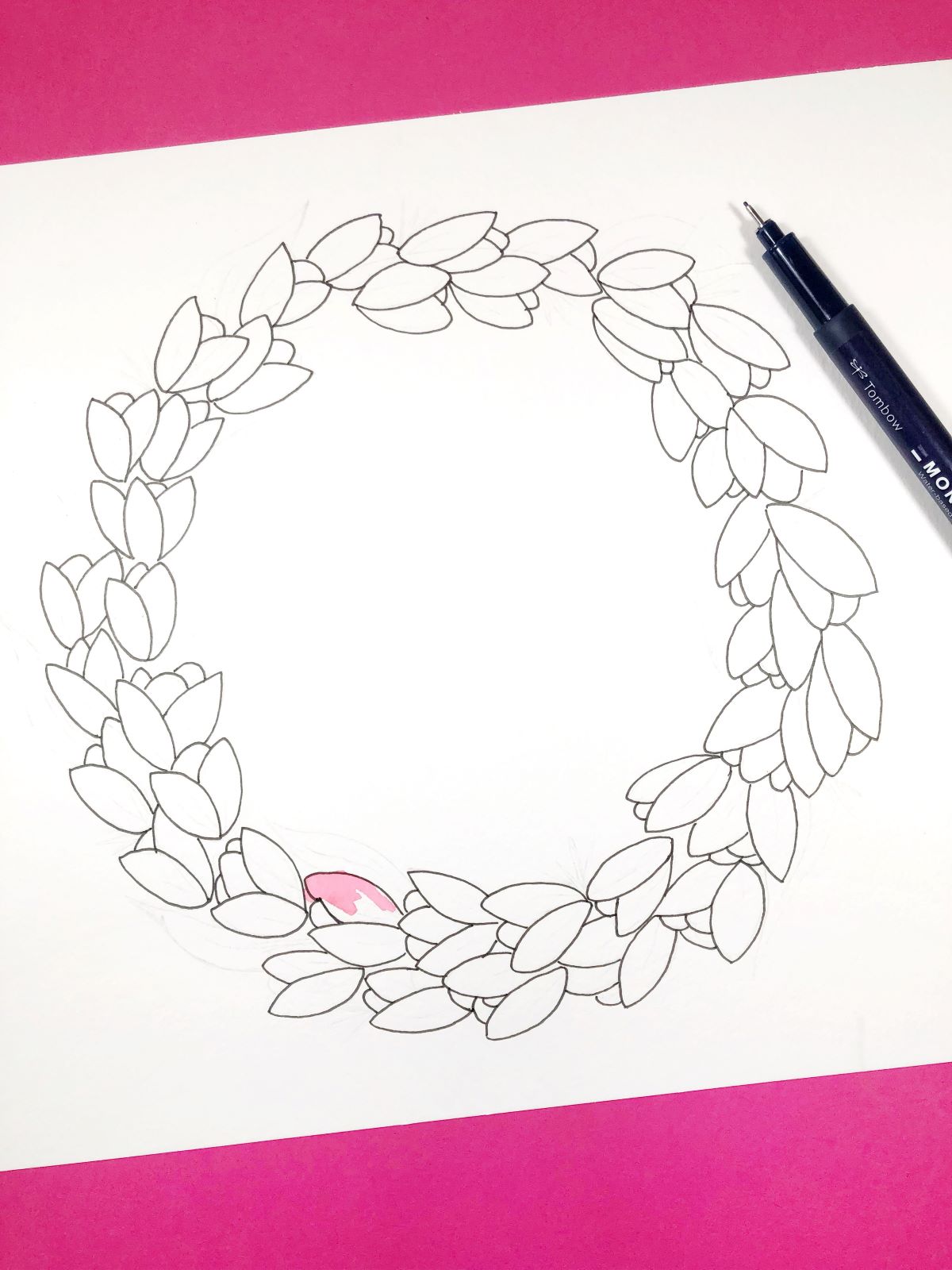 Watercolor Wreath using @tombowusa Dual Brush Pens. Learn how with @aheartenedcalling #tombow #watercolor