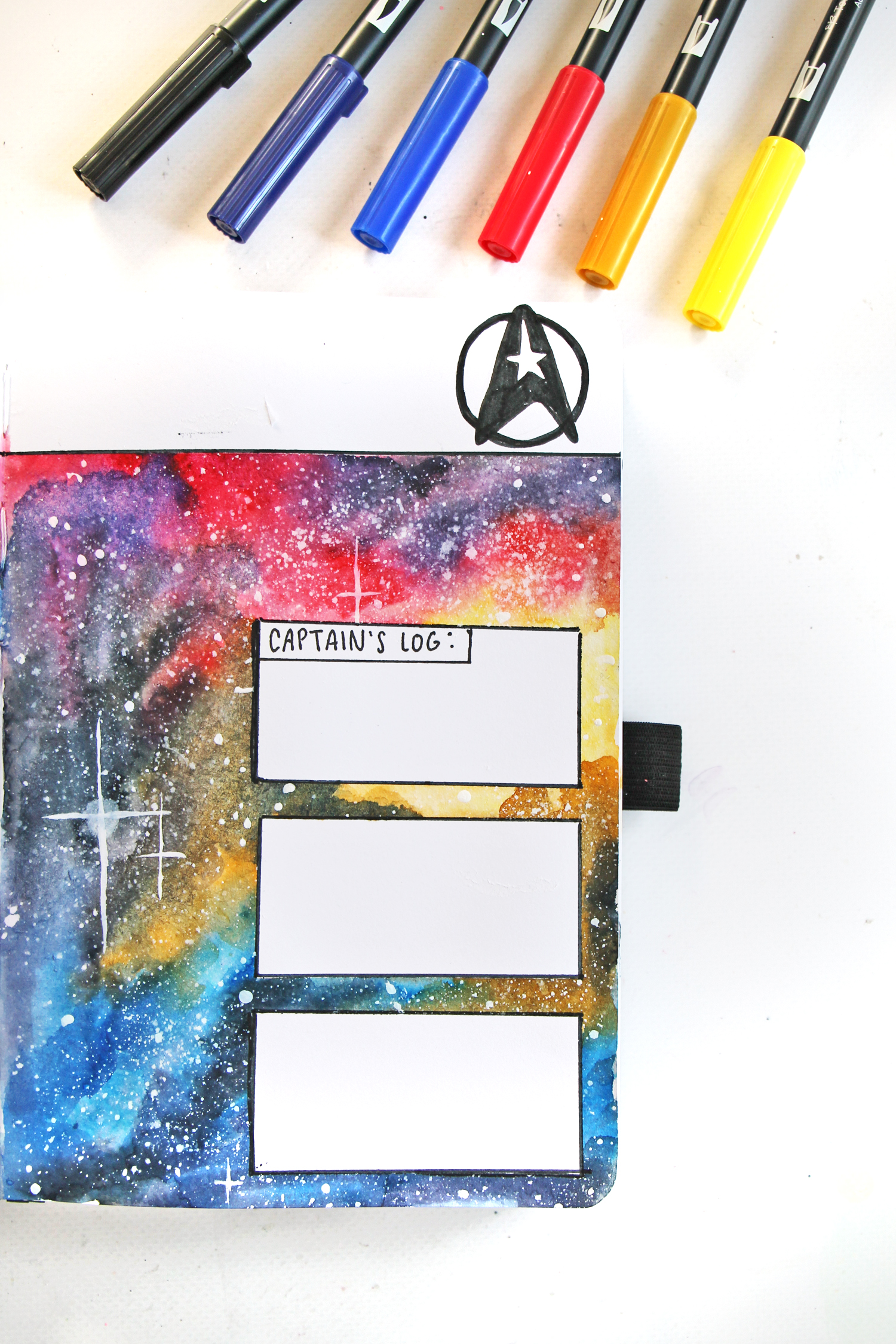 Learn how to create a Star Trek journal page, using @Tombowusa Dual Brush Pens and this tutorial by @studiokatie #tombow #tombowusa #taskjournal