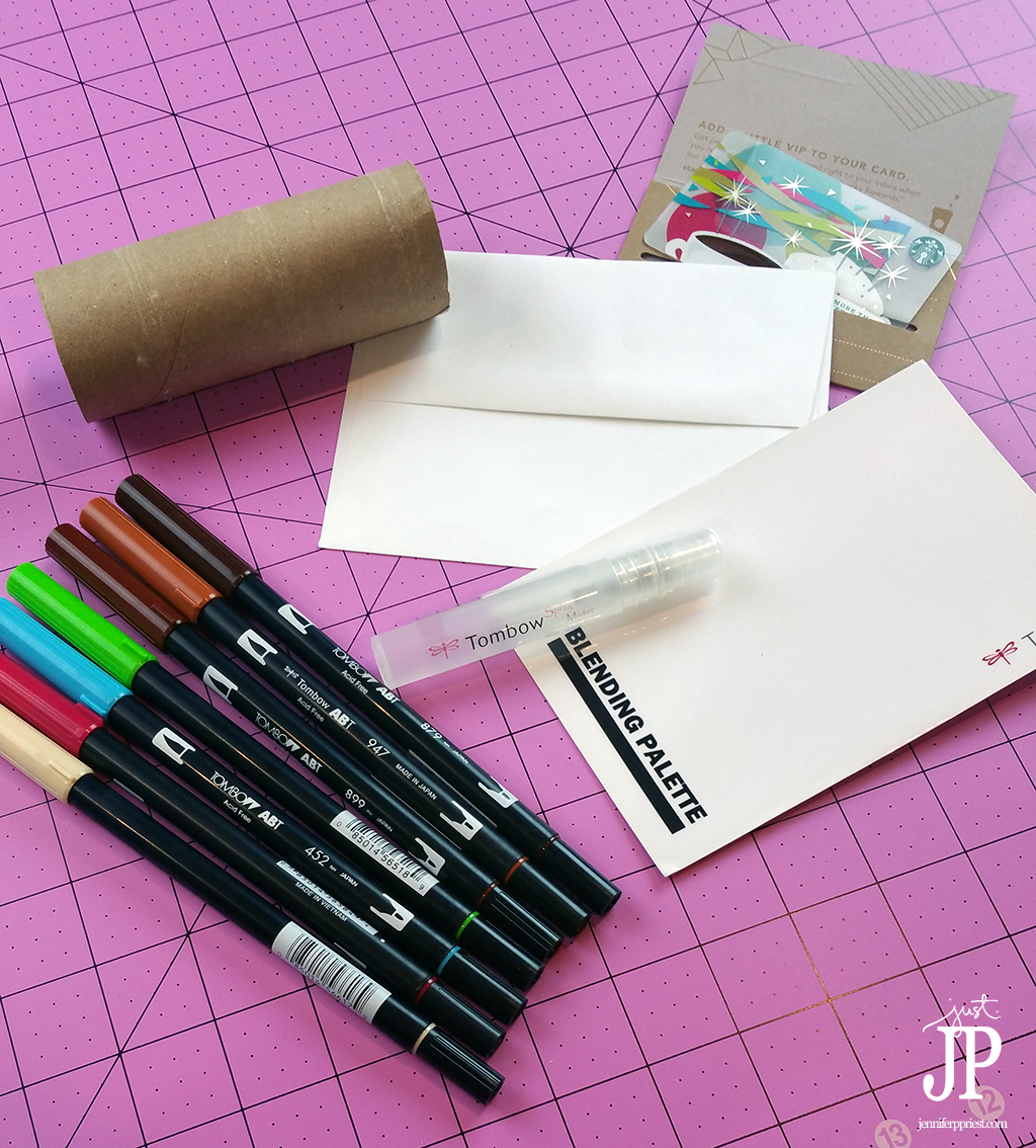 Supplies-for-creating-mail-art---Starbucks-inspired-Tombow-JPriest