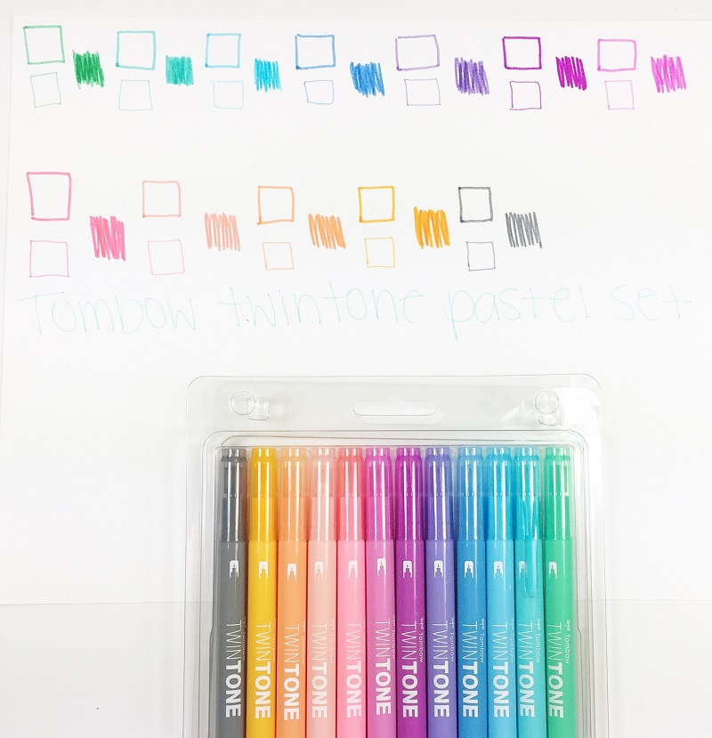 Lot of 2 Tombow Twintone Pastel Markers Dual-Tip, 12 Marker Set