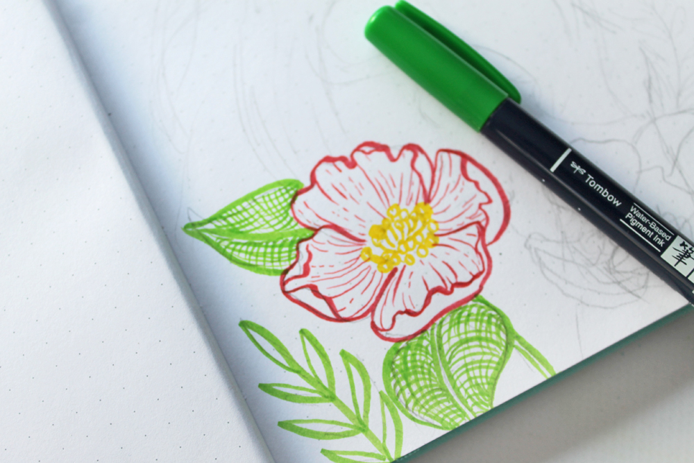 Learn these 5 simple tips for Drawing with Brush Pens using Fudenosuke Color Brush Pens by Katie Smith for the Tombow USA blog.