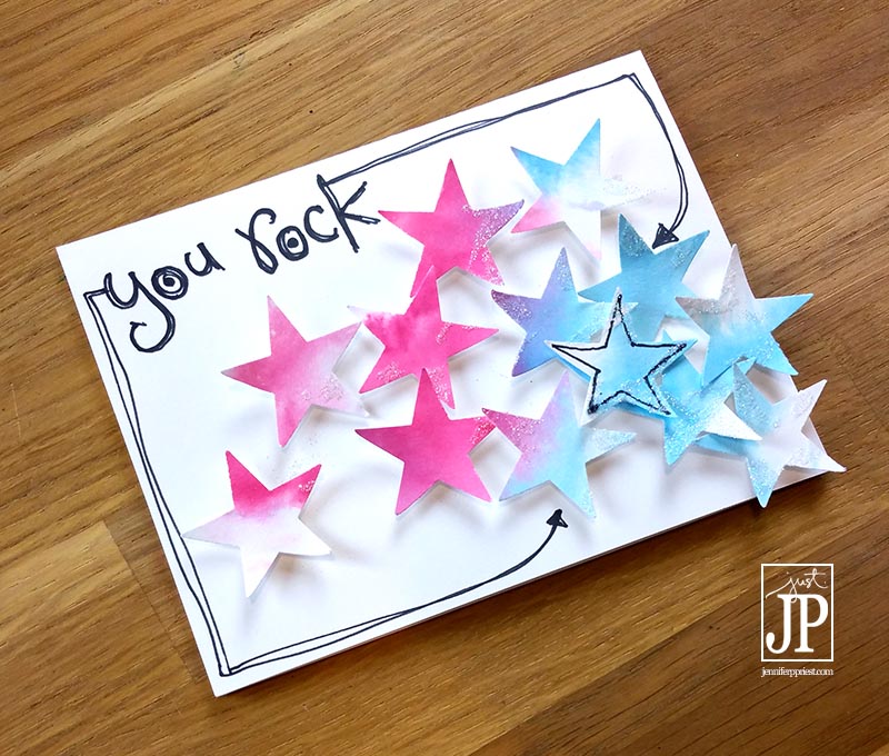 Tombow Stars and Stripes - Red white blue ombre with markers JPriest