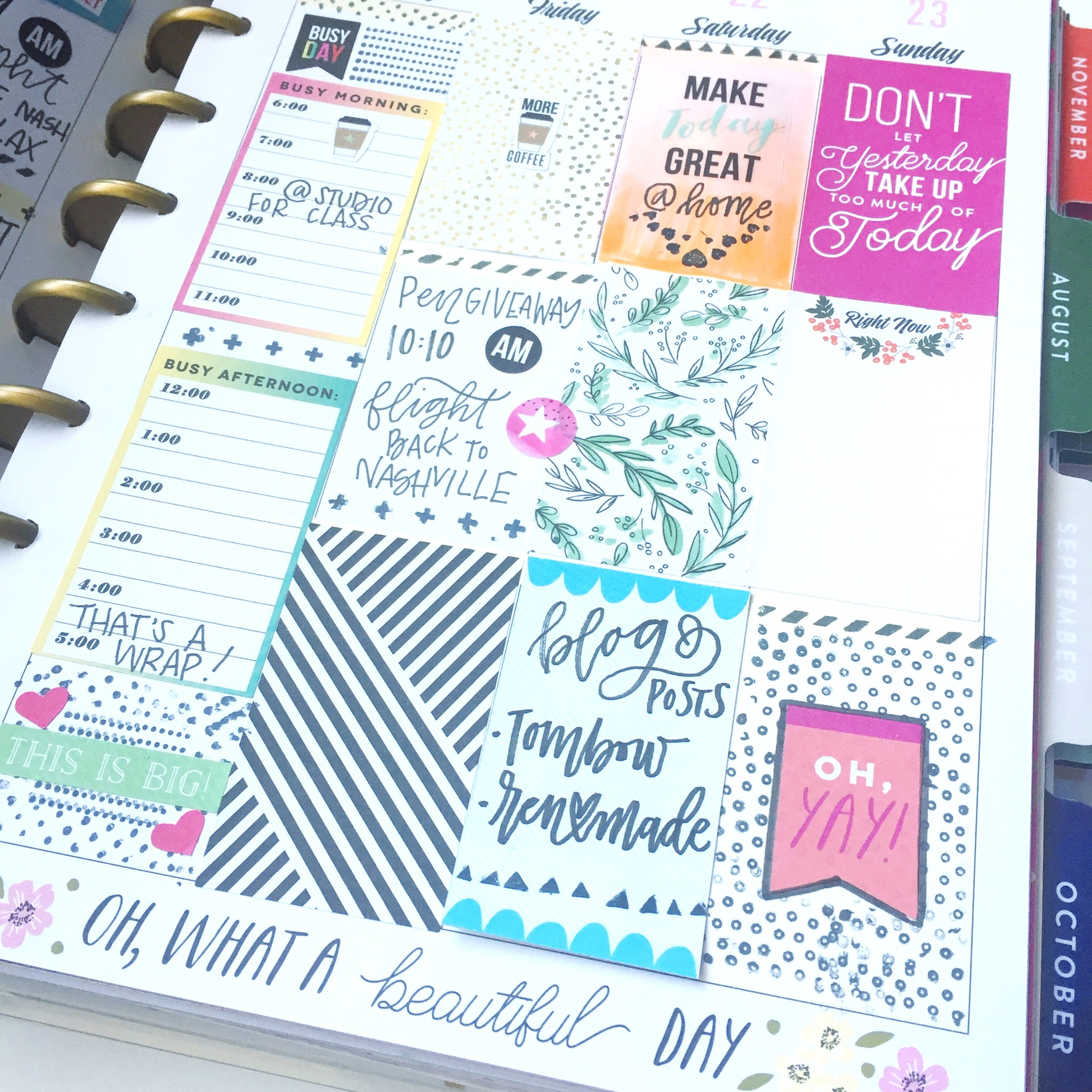 Learn some techniques for how to add color and patterns to your planner with @waffleflower and @tombowusa products. Lauren of @renmadecalligraphy (renmadecalligraphy.com) loves to give lettering and crafting tips!