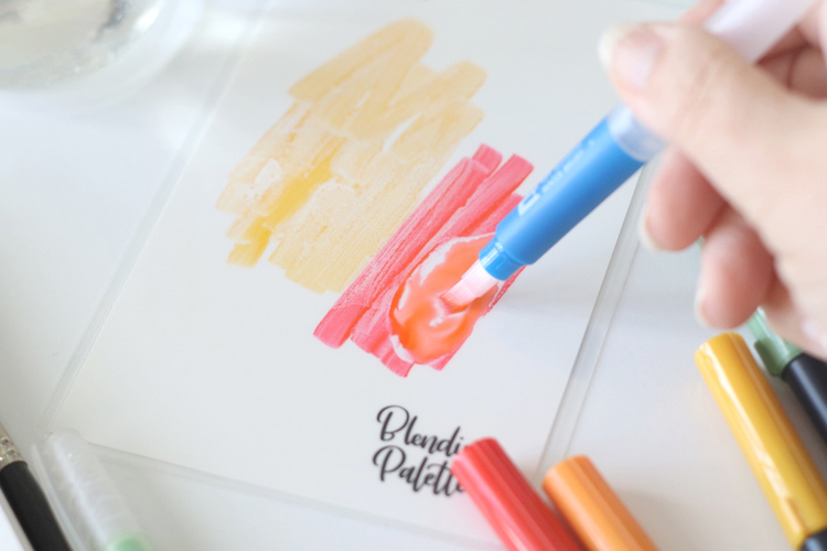 Use Tombow Dual Brush Pens as watercolors to create a watercolor splatter background for your hand lettering projects.