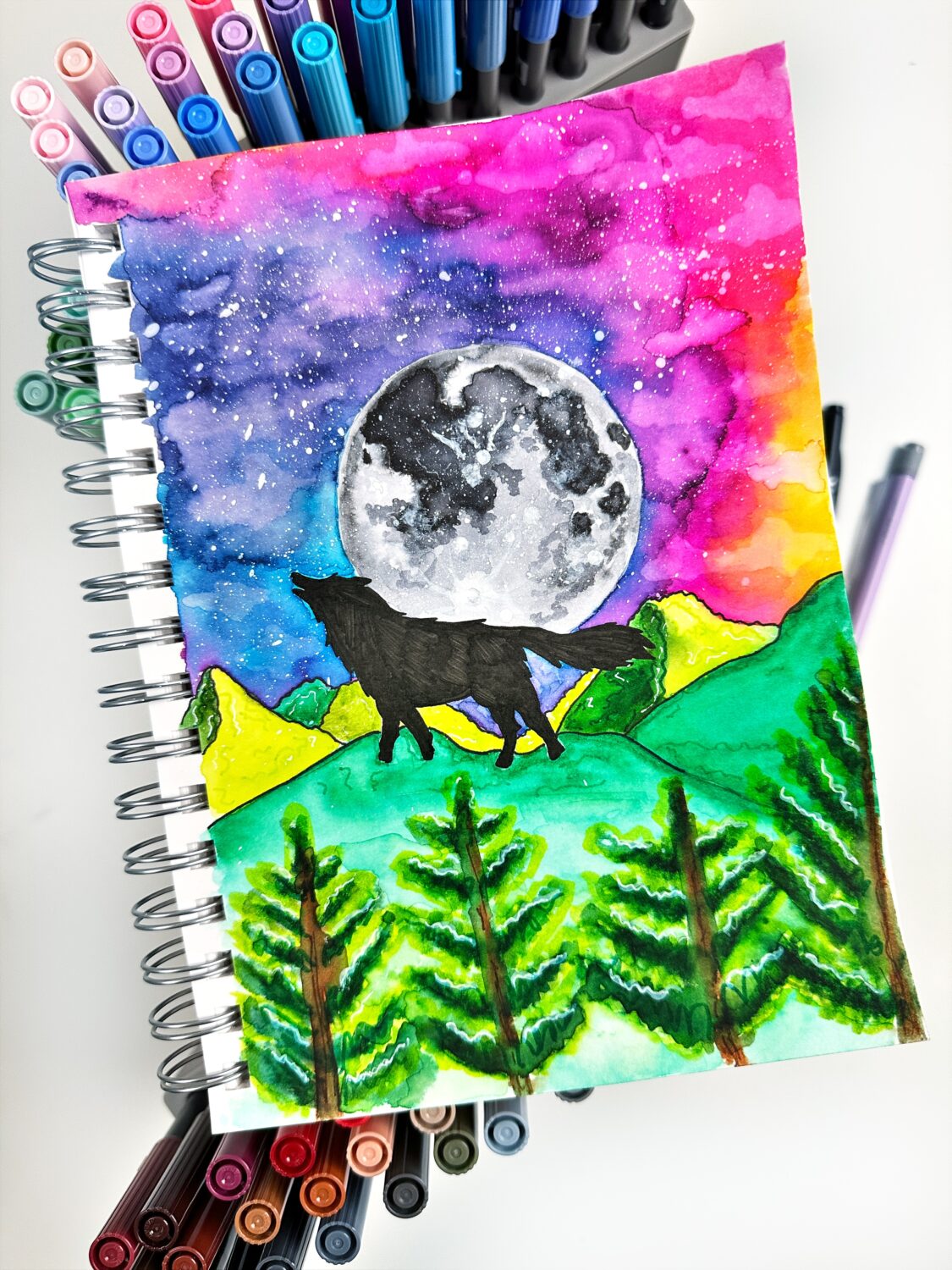 Create a watercolor landscape using the Tombow Dual Brush Pens! #tombow #art