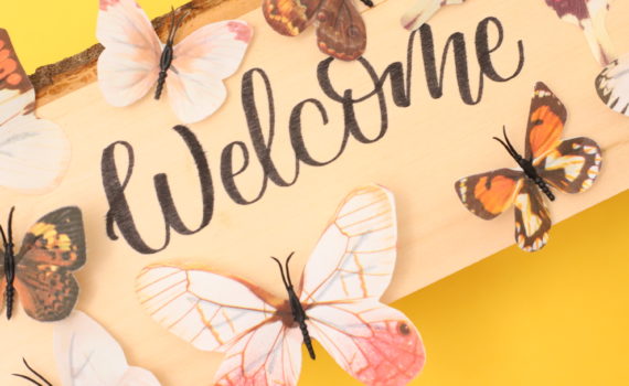 How to create a wooden butterfly sign with Tombow foam tape #sprinklesofzeal #tombowusa #lettering