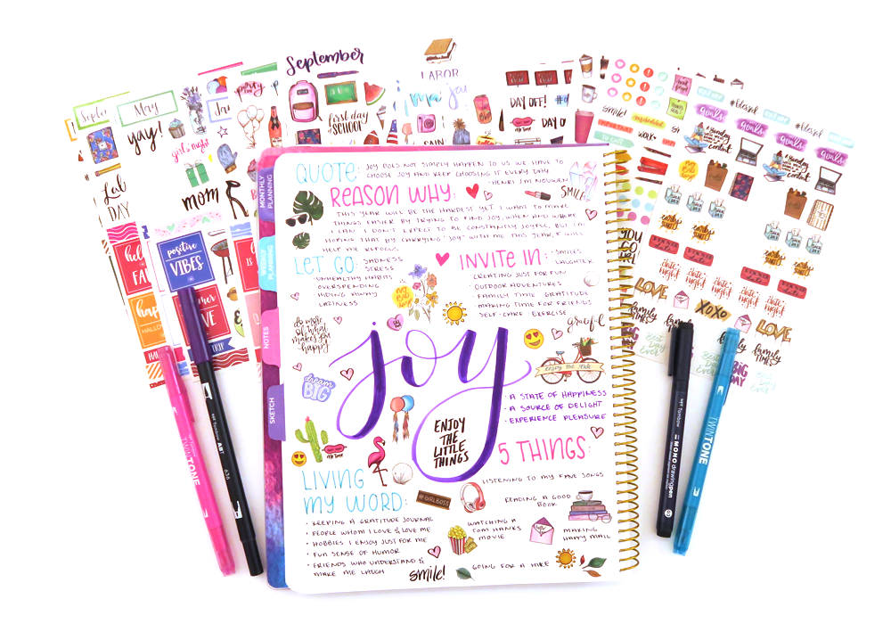 Goal Setting Dot Grid Journal Spread With Bloom Planners - Tombow