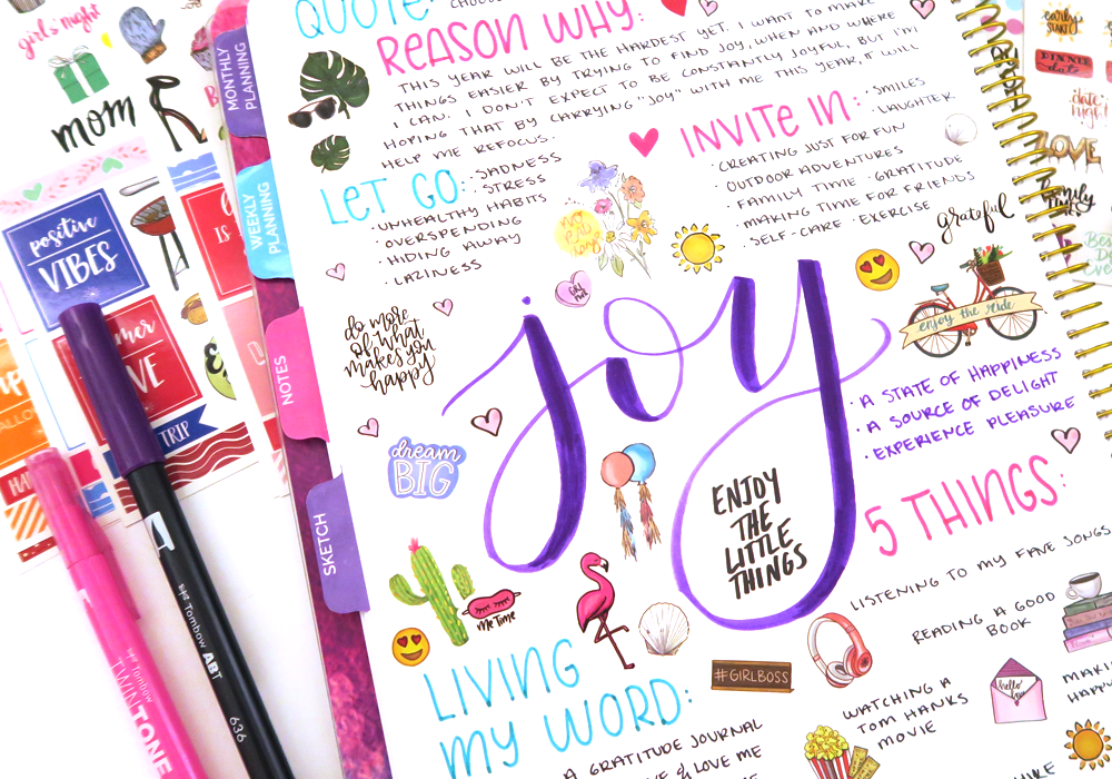 How to create a Word of the Year spread in your planner! Follow this easy tutorial by @popfizzpaer featuring @tombowusa and @bloomdailyplanners. #pfplovestombow #tombow2019dt #tombowpro