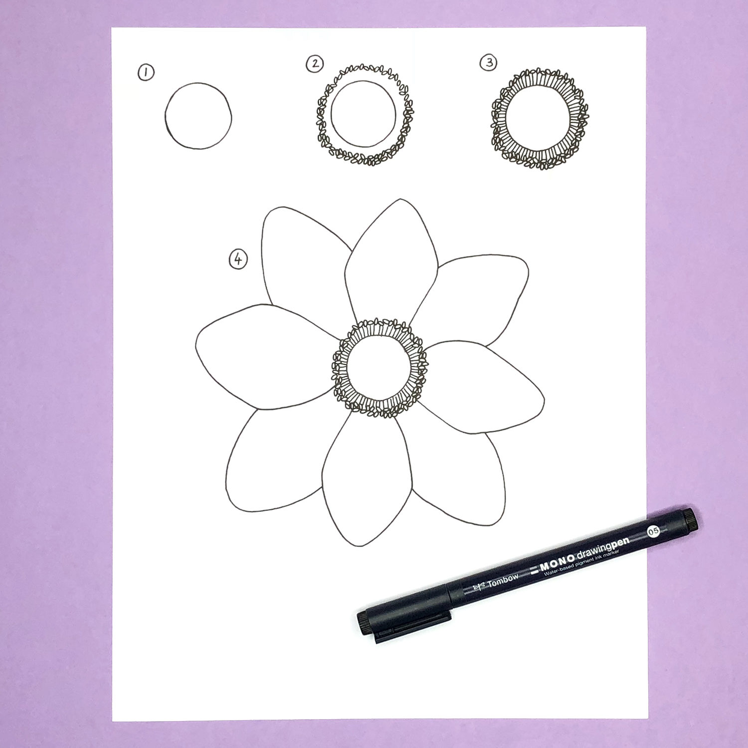 How to Draw an Anemone Flower by Jessica Mack on behalf of Tombow